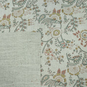 Blue Brown Floral Hand Block Print Linen Arpan Fabric
