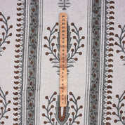 Indian Handmade Art Brown and Gray Floral Decorative Cushion Cover Fabric on Pure Linen - Nirja