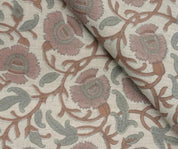 Linen Block Print Fabric Linen Blend 58 Inch Width Light Weight Linen Natural Base Color Curtains and Drapes Upholstery Handmade Art Pillow Covers Tablecloths and Runners Lampshades Napkins by Fabritual