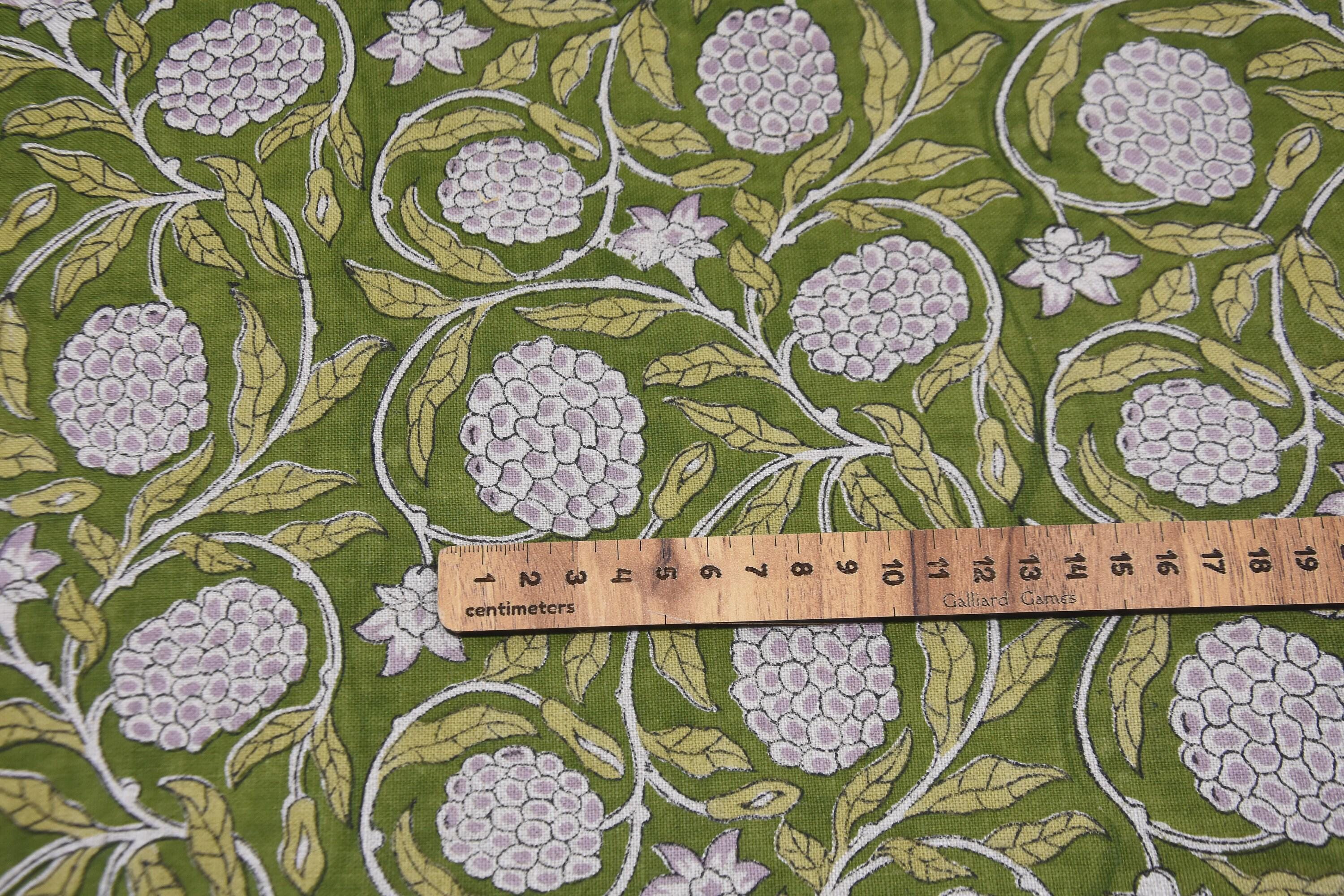 Linen Block Print Fabric 58 Inch Width Medium Weight Linen Natural Base Color Curtains and Drapes Upholstery Handmade Art Pillow Covers Tablecloths and Runners Bedding Tote Bag Lampshades Napkins by Fabritual