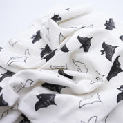 Hand Block Print Cuhion Cover Fabric on Thick Cotton White with Black Bat Design