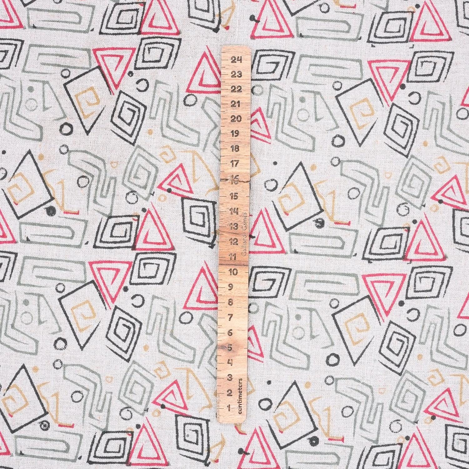 Indian Artisan Handmade Pink, Black & Beige Floral Pure Linen Custom Fabric for Sofa Cover || Akar