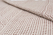 Cotton Block Print Fabric 50 Inch Width Medium Weight Duck Canvas Beige Base With Brown Color Design To Make Pillow Covers Tablecloths and Runners Bedding Tote Bag Lampshades Napkins by Fabritual