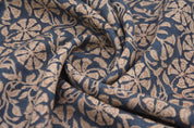 Linen Block Print Fabric 58 Inch Width Heavy Weight Linen Natural Base Color Curtains and Drapes Upholstery Handmade Art Pillow Covers Tablecloths and Runners Bedding Tote Bag Lampshades by Fabritual