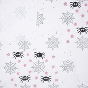 Indian Hand Block Black and Gray Spider Print Cuchion Cover Fabric for Halloween Decor in Thick Cotton White