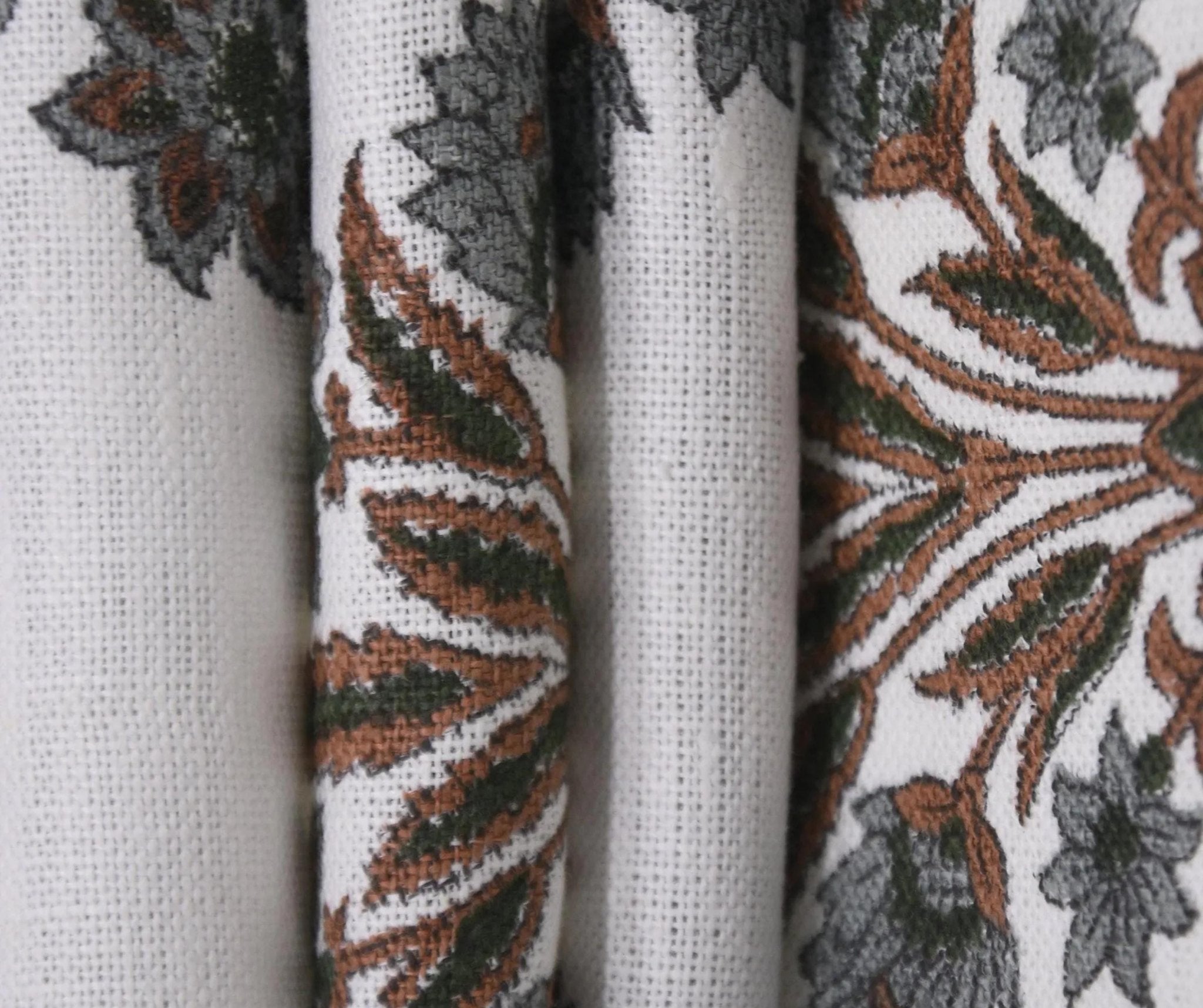 Linen Block Print Fabric Off White linen 58 Inch Width Medium Weight Linen Natural Base Color Curtains and Drapes Upholstery Handmade Art Pillow Covers Tablecloths and Runners Bedding Tote Bag Lampshades Napkins by Fabritual