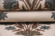 Thick Cotton Block Print Fabric 44 Inch Width Medium Weight Beige Base Color Curtains and Drapes Pillow Covers Bedding Tote Bag Lampshades Napkins by Fabritual