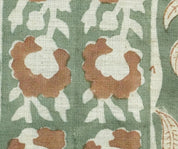 Cotton Block Print Fabric 58&quot; Width Medium Weight Pure Linen Natural Base Color Pillow Covers Tablecloths and Runners Bedding Tote Bag Lampshades Napkins by Fabritual