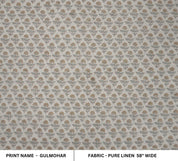 Linen Block Print Fabric 58 Inch Width Medium Weight Linen Natural Base Color Curtains and Drapes Upholstery Handmade Art Pillow Covers Tablecloths and Runners Bedding Tote Bag Lampshades Napkins by Fabritual
