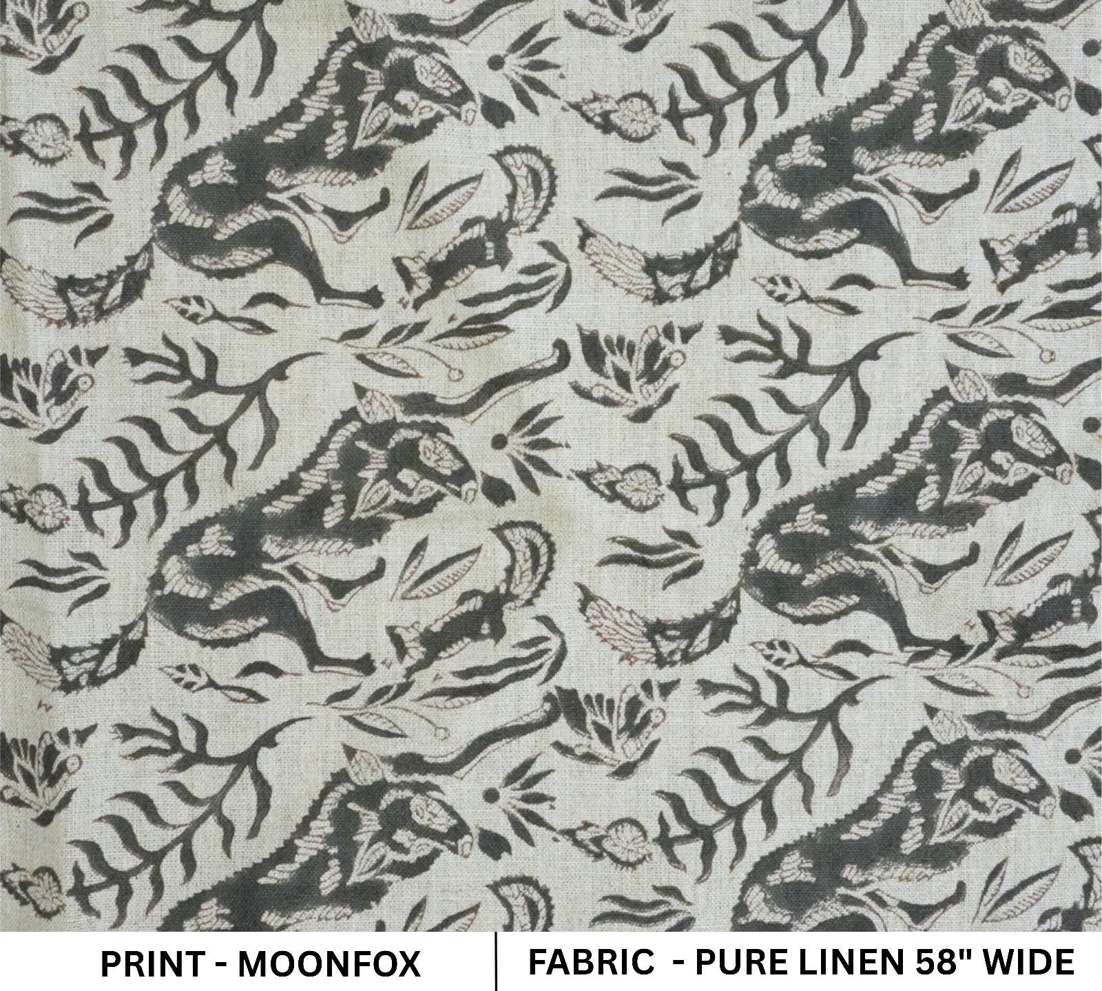 Block Printed Linen in Muted Natural Color, Ideal for Interior Styling Neutral Block Printed Linen for Minimalist Decor and Fabric Crafts Elegant Hand Block Printed Linen, Perfect for Boho Bedding and Tablecloths .