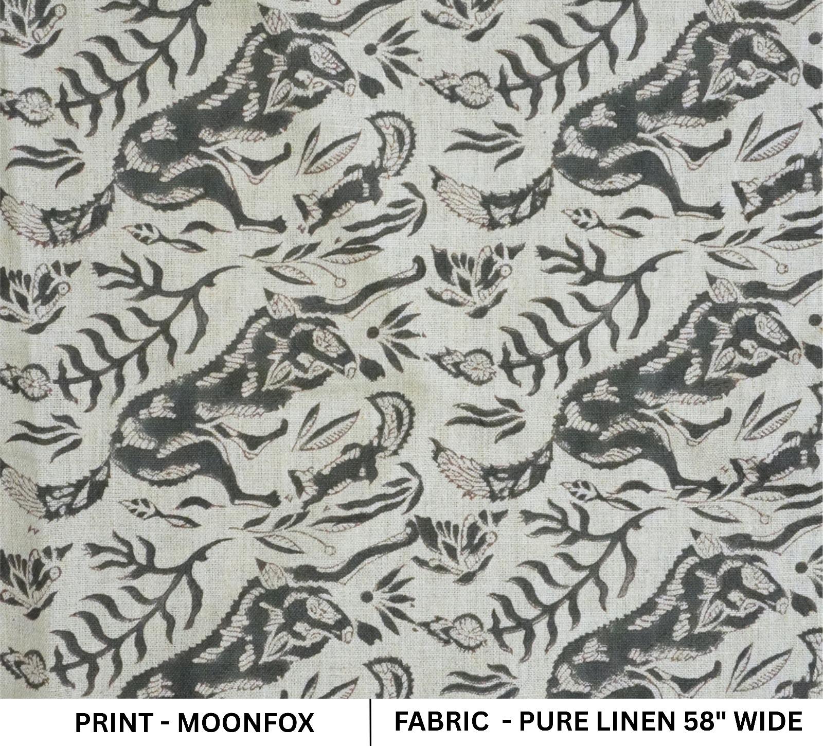 Block Printed Linen in Muted Natural Color, Ideal for Interior Styling Neutral Block Printed Linen for Minimalist Decor and Fabric Crafts Elegant Hand Block Printed Linen, Perfect for Boho Bedding and Tablecloths .