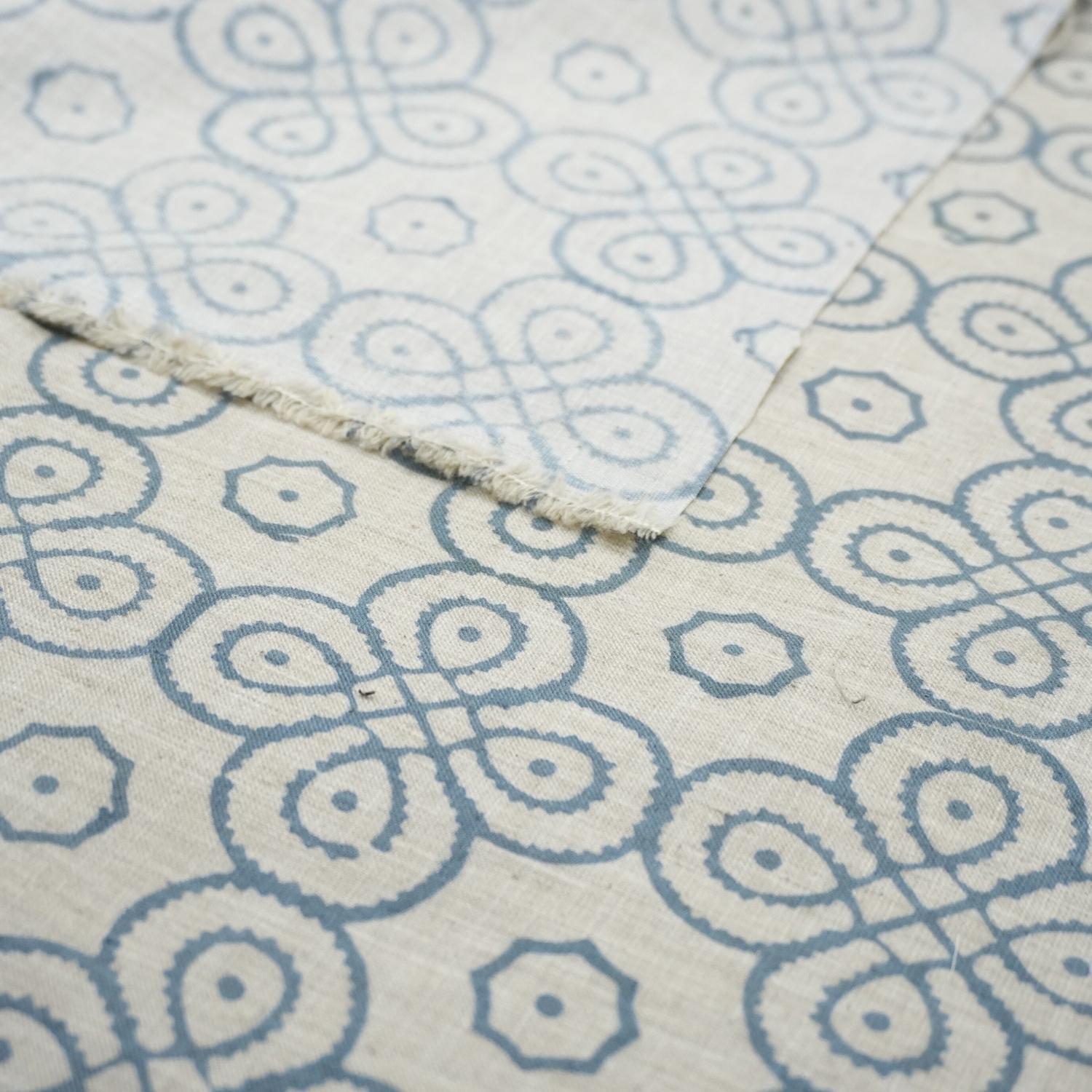 Handmade Block Print on Soft 58” Viscose Linen for Cushions and Lampshades, Upholstery Fabric in Viscose Linen with Traditional Indian Block Print.