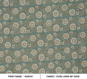 Linen Block Print Fabric 58 Inch Width Medium Weight Linen Natural Base Color Curtains and Drapes Upholstery Handmade Art Pillow Covers Tablecloths and Runners Bedding Tote Bag Lampshades Napkins by Fabritual