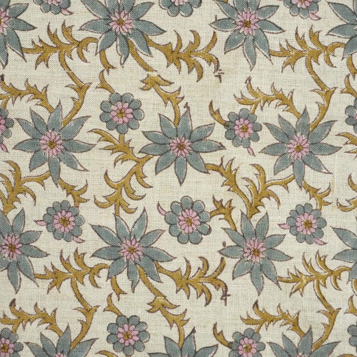 Fabritual 58-Inch Linen Fabric with Botanical Block Print for Drapes and Cushion Covers Earthy Toned Block Print Linen Fabric, 58” Width for Bedding and Window Treatments Handcrafted Linen Block Print Fabric, Durable Material for Totes and Table Runners .