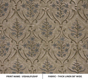 Linen Block Print Fabric 58 Inch Width Heavy Linen Natural Base Color Curtains and Drapes Upholstery Pillow Covers Tablecloths and Runners Bedding Tote Bag by Fabritual