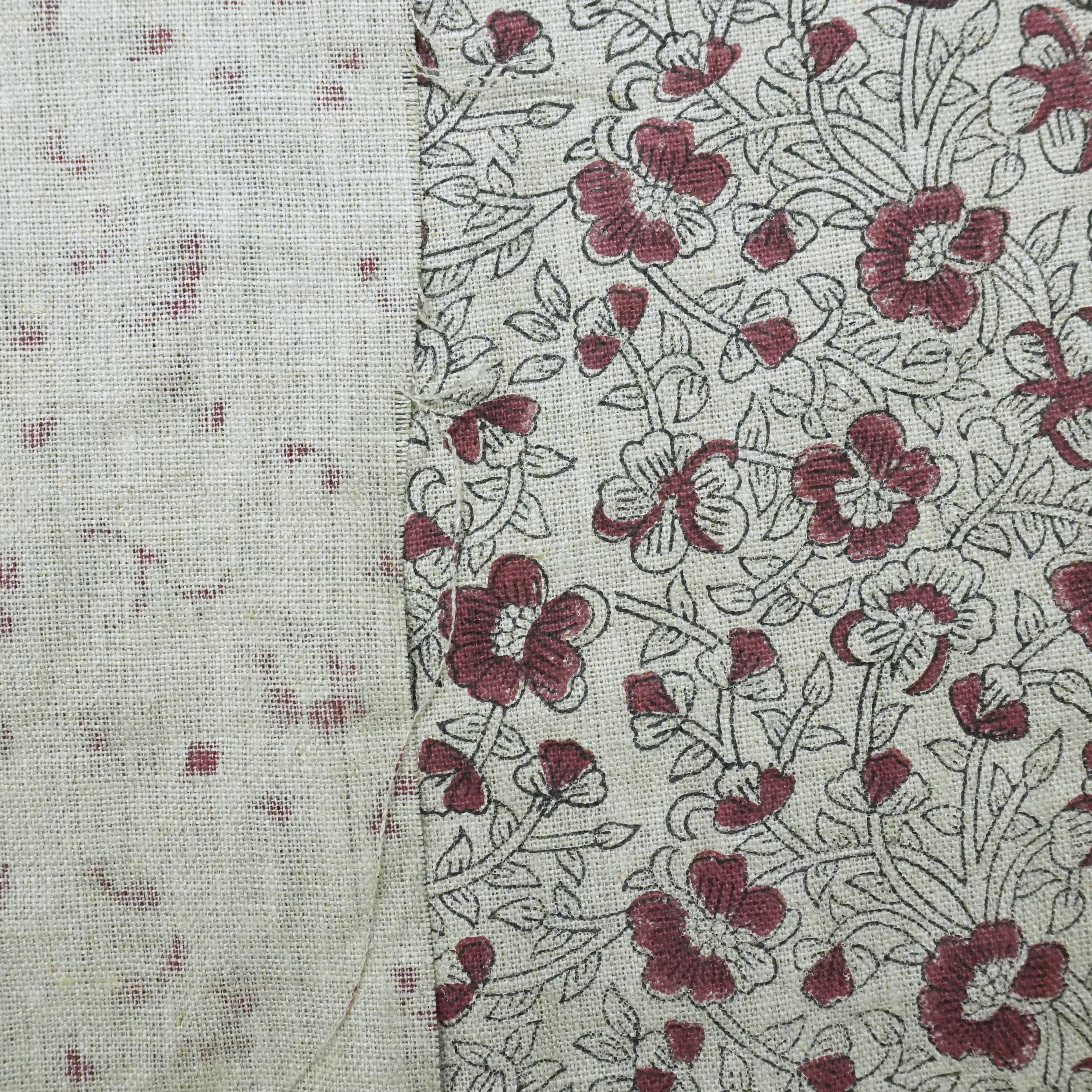Linen Block Print Fabric 58 Inch Width Heavy Weight Linen Natural Base Color Upholstery Handmade Art Pillow Covers Tablecloths and Runners Bedding Tote Bag Lampshades Napkins by Fabritual