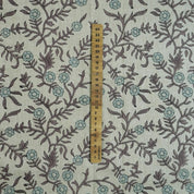 BLOCK PRINT HANDMADE DECORATIVE LINEN FABRIC FLORAL HANDMADE CUSHION AND DRAPERY CURTAIN FABRIC  - SEHJAN