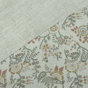Blue Brown Floral Hand Block Print Linen Arpan Fabric