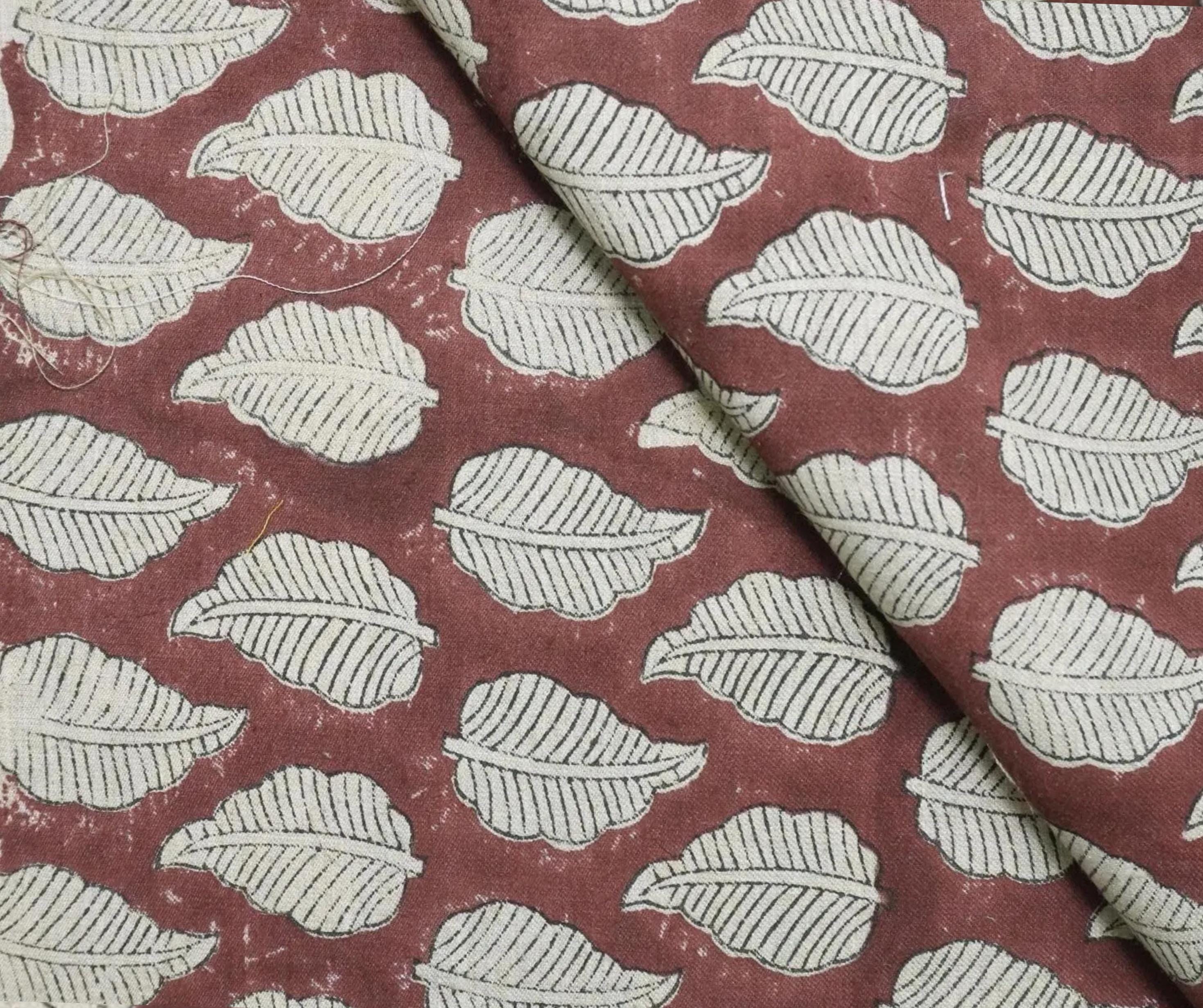 Linen Block Print Fabric Linen Blend 58 Inch Width Light Weight Linen Natural Base Color Curtains and Drapes Upholstery Handmade Art Pillow Covers Bedding Tote Bag Lampshades Napkins by Fabritual