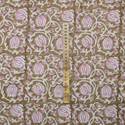 Block Print Fabric 58 Inch Width Light Weight Viscose Linen Natural Base Color and Mini Yellow Floral Print Curtains and Drapes Tablecloths and Runners Bedding Tote Bag Lampshades Napkins by Fabritual