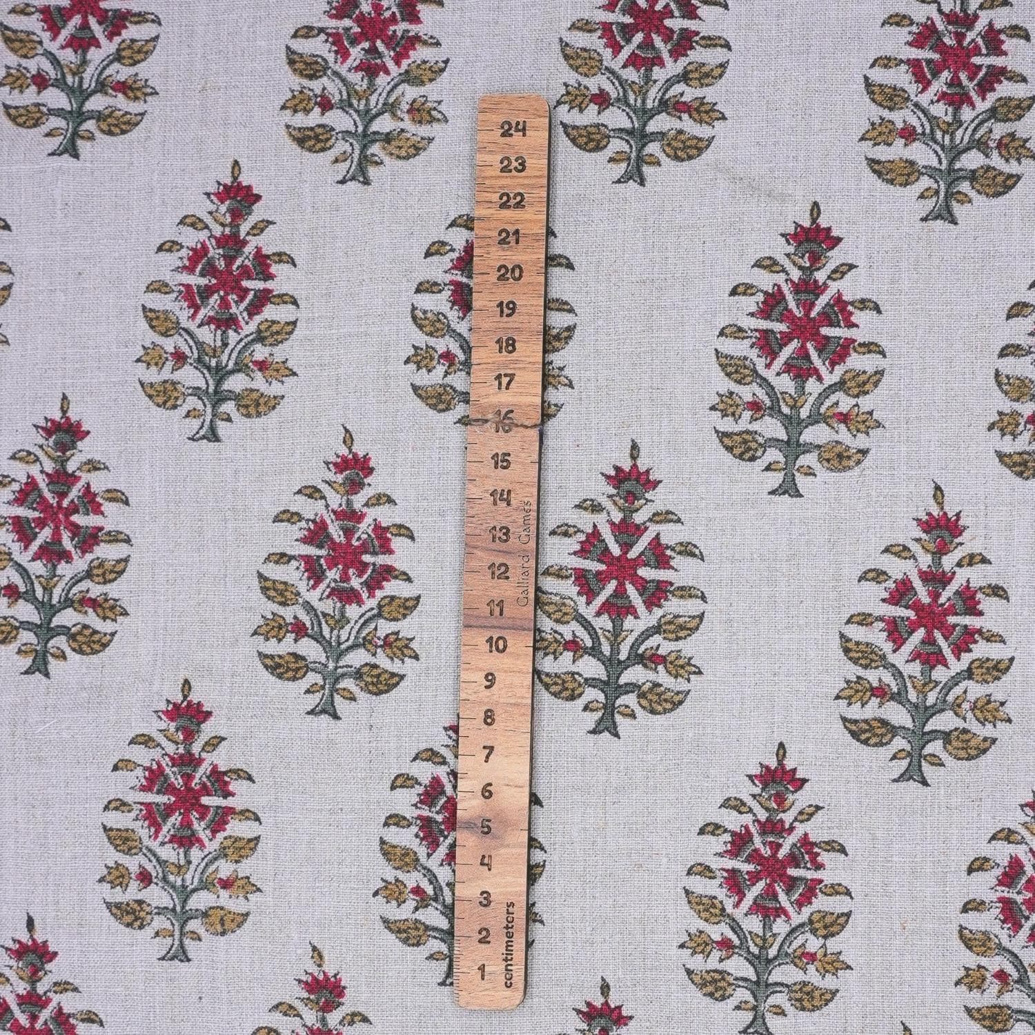 Indian Pure Linen Hand Block Printed Pink and Gray Floral Fabric for Upholstery & Couch - Upvan