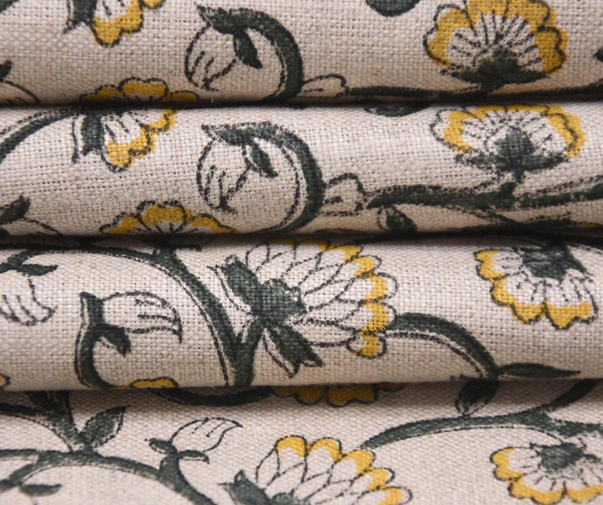Linen Block Print Fabric 58 Inch Width Medium Weight Linen Natural Base Color Handmade Creative Design To Make Upholstery Pillow Covers Tablecloths and Runners Lampshades Napkins by Fabritual