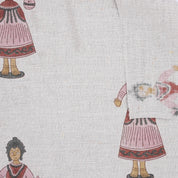 Block Printed Handmade Art Natural Pure Linen Decorative Fabric for Cushion Cover - Katputli