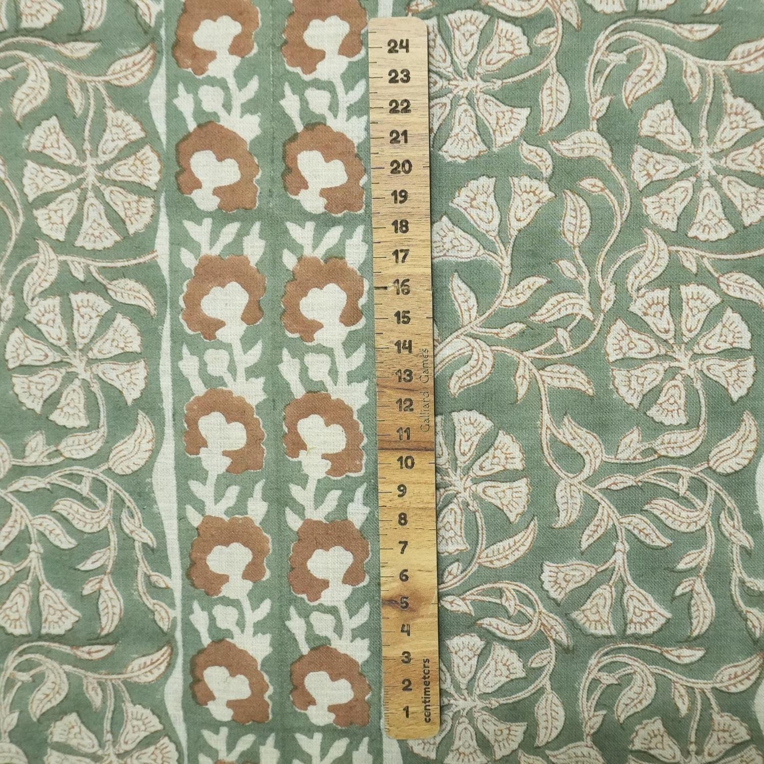 Cotton Block Print Fabric 58&quot; Width Medium Weight Pure Linen Natural Base Color Curtains and Drapes Pillow Covers Tablecloths and Runners Bedding Tote Bag Lampshades by Fabritual