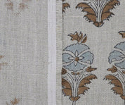Linen Block Print Fabric 58 Inch Width Heavy Weight Linen Natural Base Color Curtains and Drapes Upholstery Handmade Art Pillow Covers Tablecloths and Runners by Fabritual