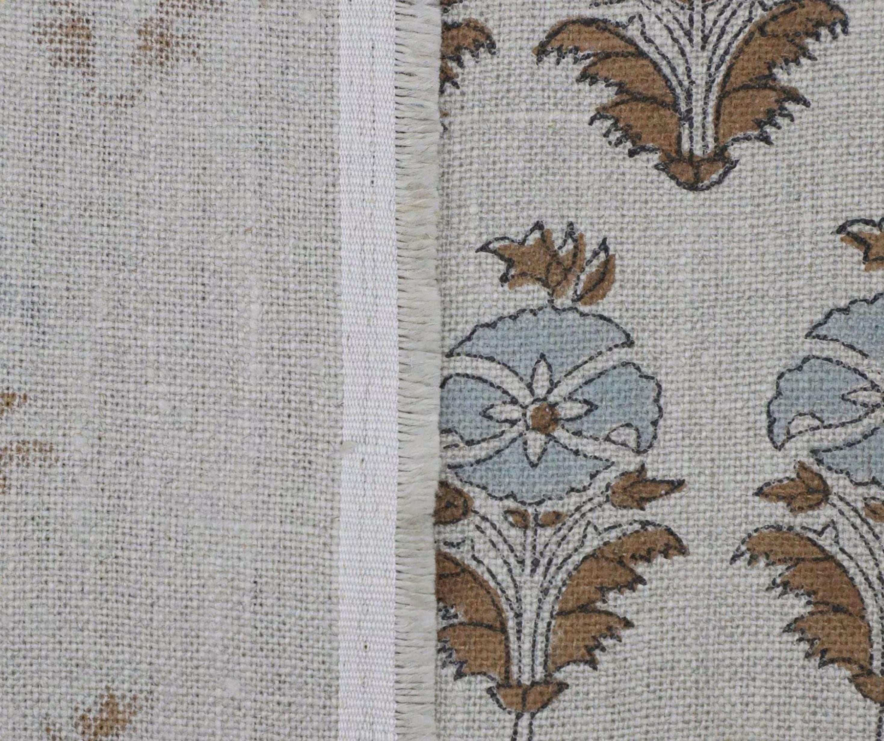 Linen Block Print Fabric 58 Inch Width Heavy Weight Linen Natural Base Color Curtains and Drapes Upholstery Handmade Art Pillow Covers Tablecloths and Runners by Fabritual