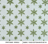 Handmade Throw Green Block Printed Thick Cotton White Fabric for Home Decor Cushion – Sparkle