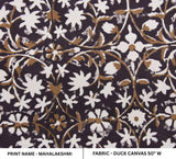 Indian Hand Block Printed Duck Canvas Dark Purple and Bronze Floral Fabric for Cushion Covers – Mahalakshmi