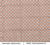 Patterned fabric with small floral design on a pink background