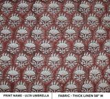 Handcrafted Block Printed Thick Linen Reddish Brown Floral Upholstery Fabric for Pillows & Home Decor – Ulta Umbrella