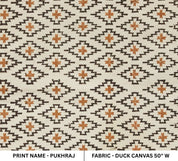 Patterned fabric with geometric design on a beige background