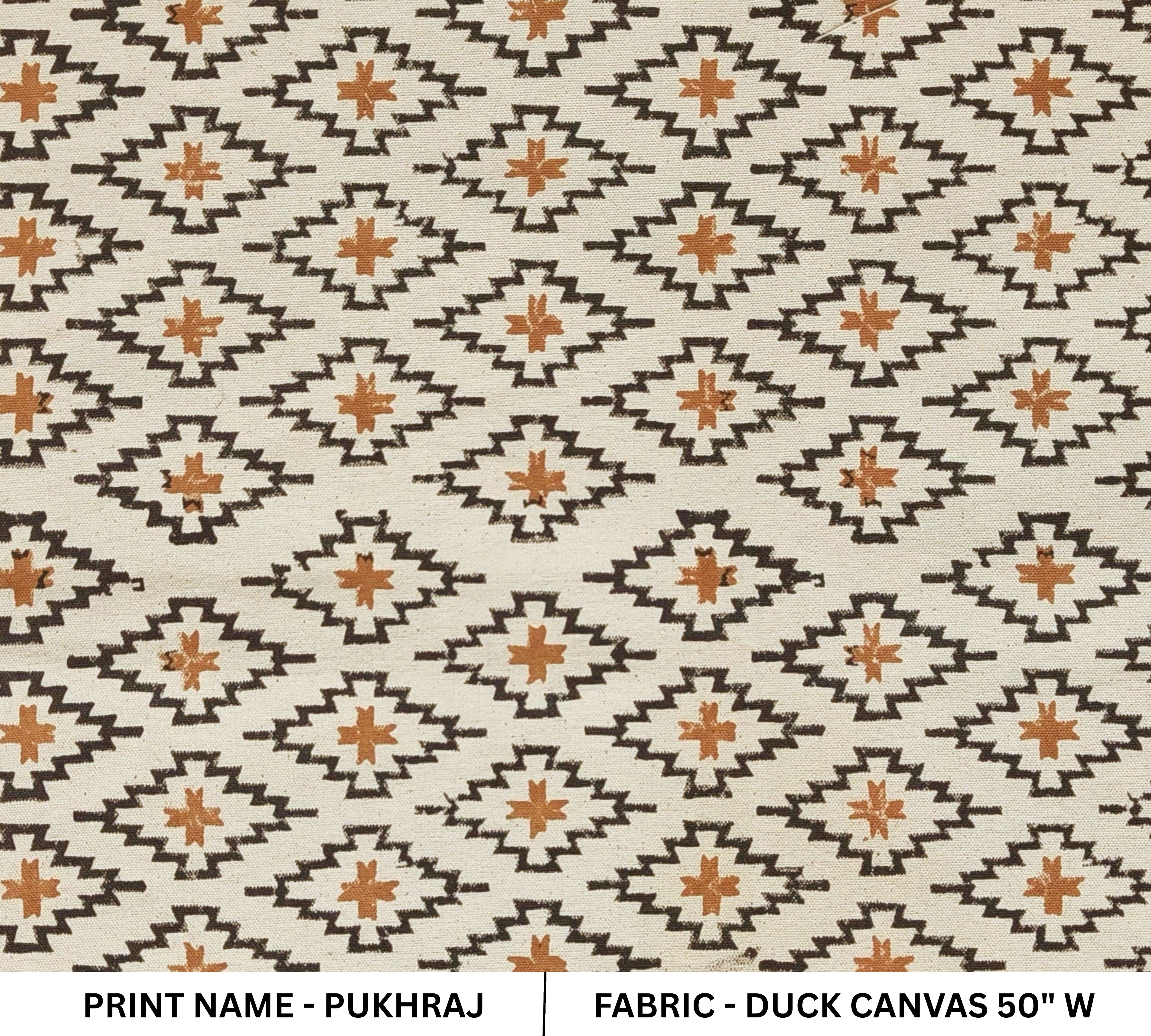 Patterned fabric with geometric design on a beige background