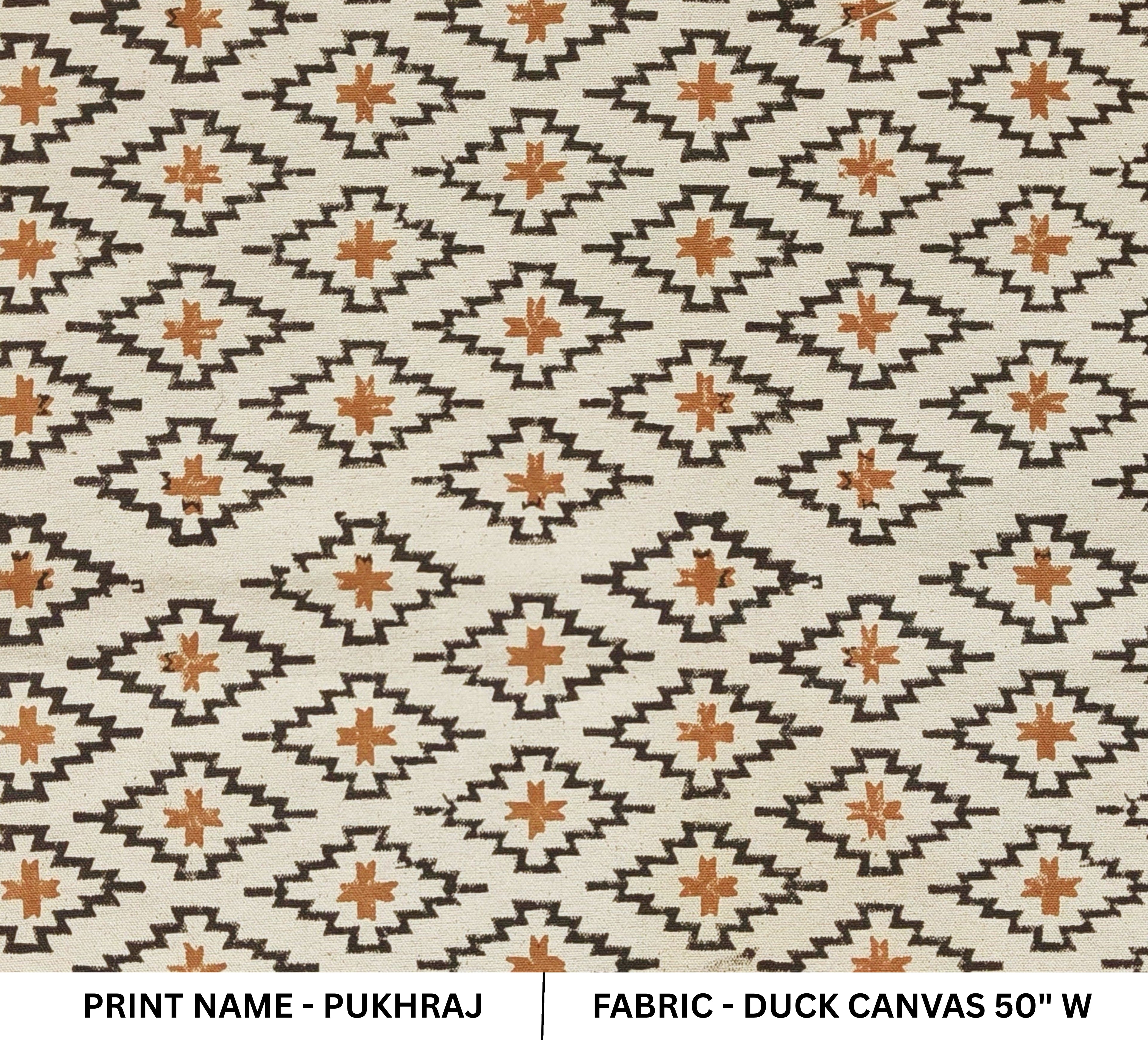 Patterned fabric with geometric design on a beige background