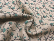 Aristanal Block Print Thick Linen Blue & Black Fabric - Pushp Varsha