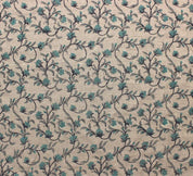 Aristanal Block Print Thick Linen Blue & Black Fabric - Pushp Varsha