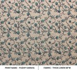 Aristanal Block Print Thick Linen Blue & Black Fabric - Pushp Varsha