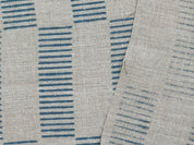Aristan Hand Block Print Blue Floral Thick Linen Fabric - Zebra Crossing