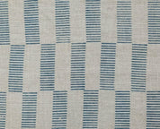 Aristan Hand Block Print Blue Floral Thick Linen Fabric - Zebra Crossing
