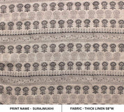 Eco Friendly Hand Block Print Brown Thick Linen Fabric - Surajmukhi