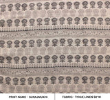 Eco Friendly Hand Block Print Brown Thick Linen Fabric - Surajmukhi