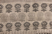 Eco Friendly Hand Block Print Brown Thick Linen Fabric - Surajmukhi