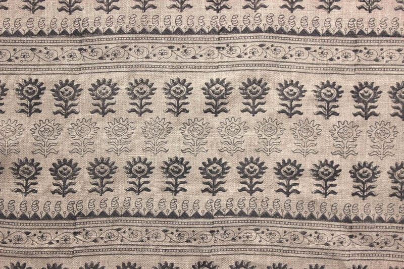Eco Friendly Hand Block Print Brown Thick Linen Fabric - Surajmukhi