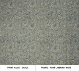 Aristan Hand Block Print Gray Floral Pure Linen Fabric  – Jarul