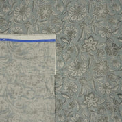 Aristan Hand Block Print Gray Floral Pure Linen Fabric  – Jarul