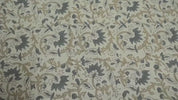 Aristan Hand Block Print Gray Linen Blend Natural Fabric - Madhav
