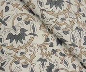 Aristan Hand Block Print Gray Linen Blend Natural Fabric - Madhav